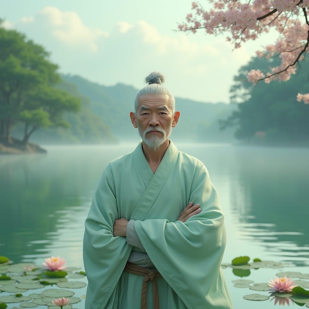 Serene Japanese Kung Fu Master in Daylight Setting