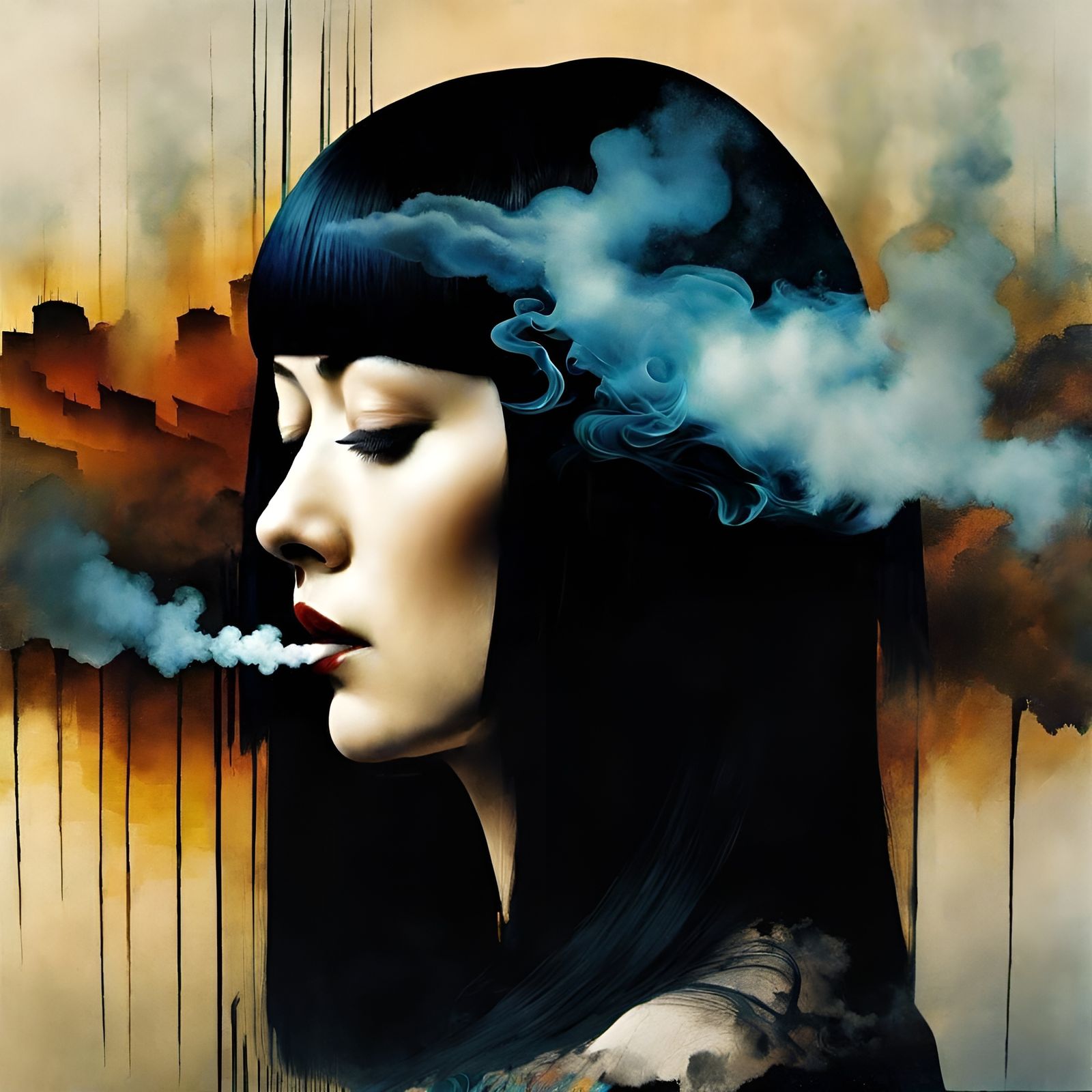 Surreal Double Exposure Portrait with Smoke