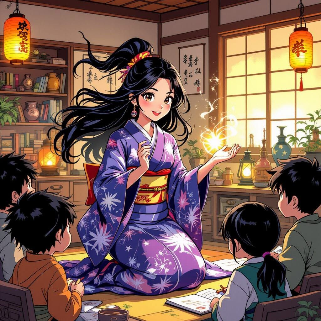 Japanese Witch Teaches Magic in Comic Book Style