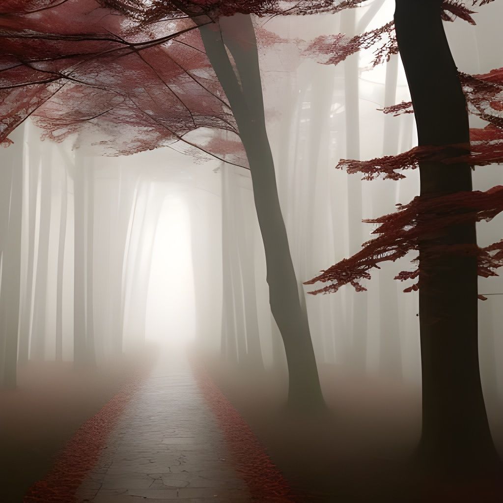 Ethereal Vampiric Forest Path in Hyperrealism Style