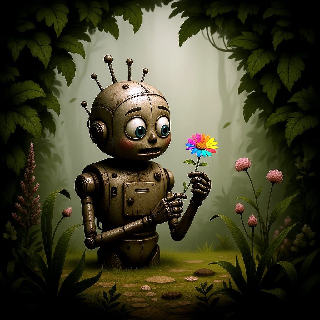 Tech and Nature Friends: Robot and Cat