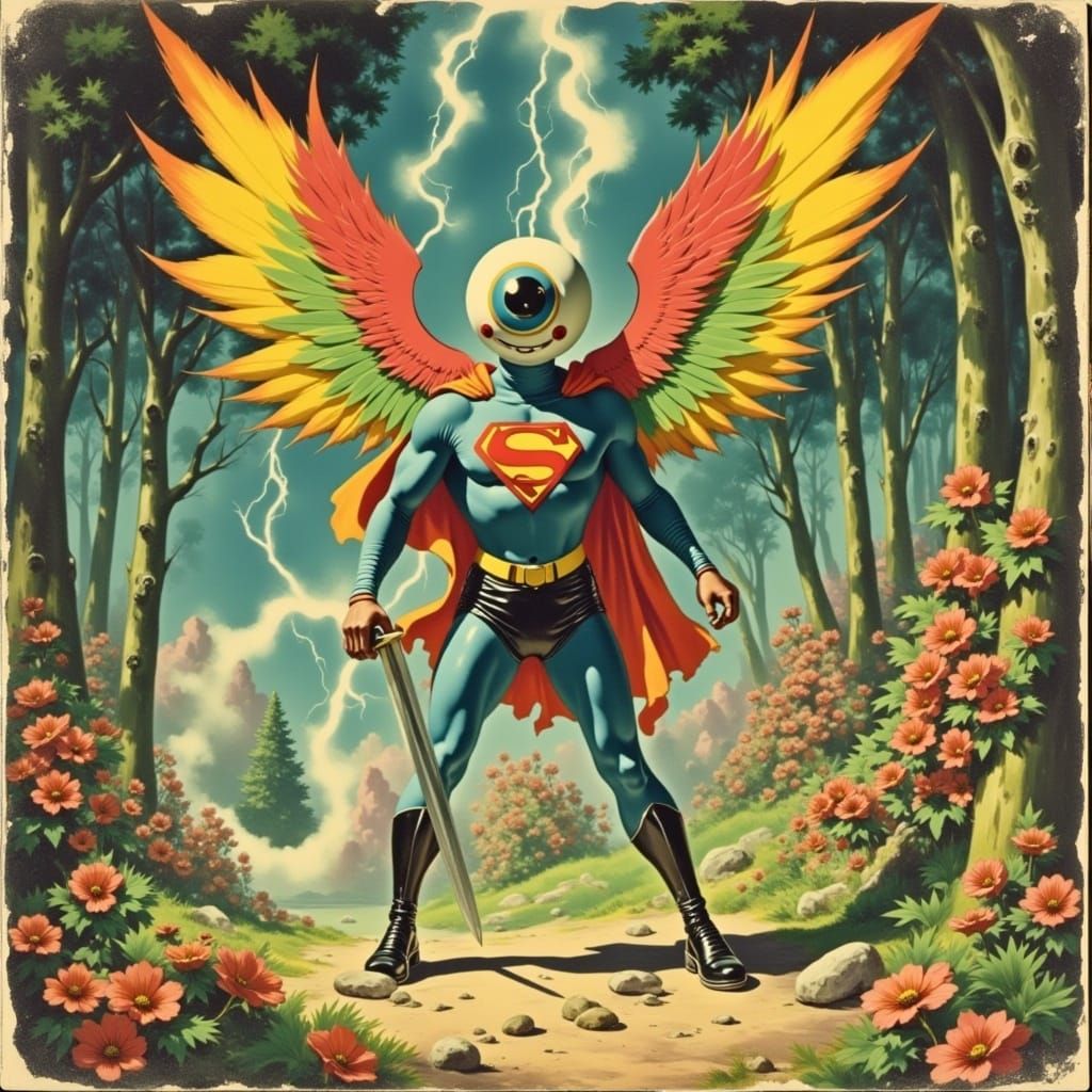 Vintage Sci-Fi Cover with Winged Eyeball