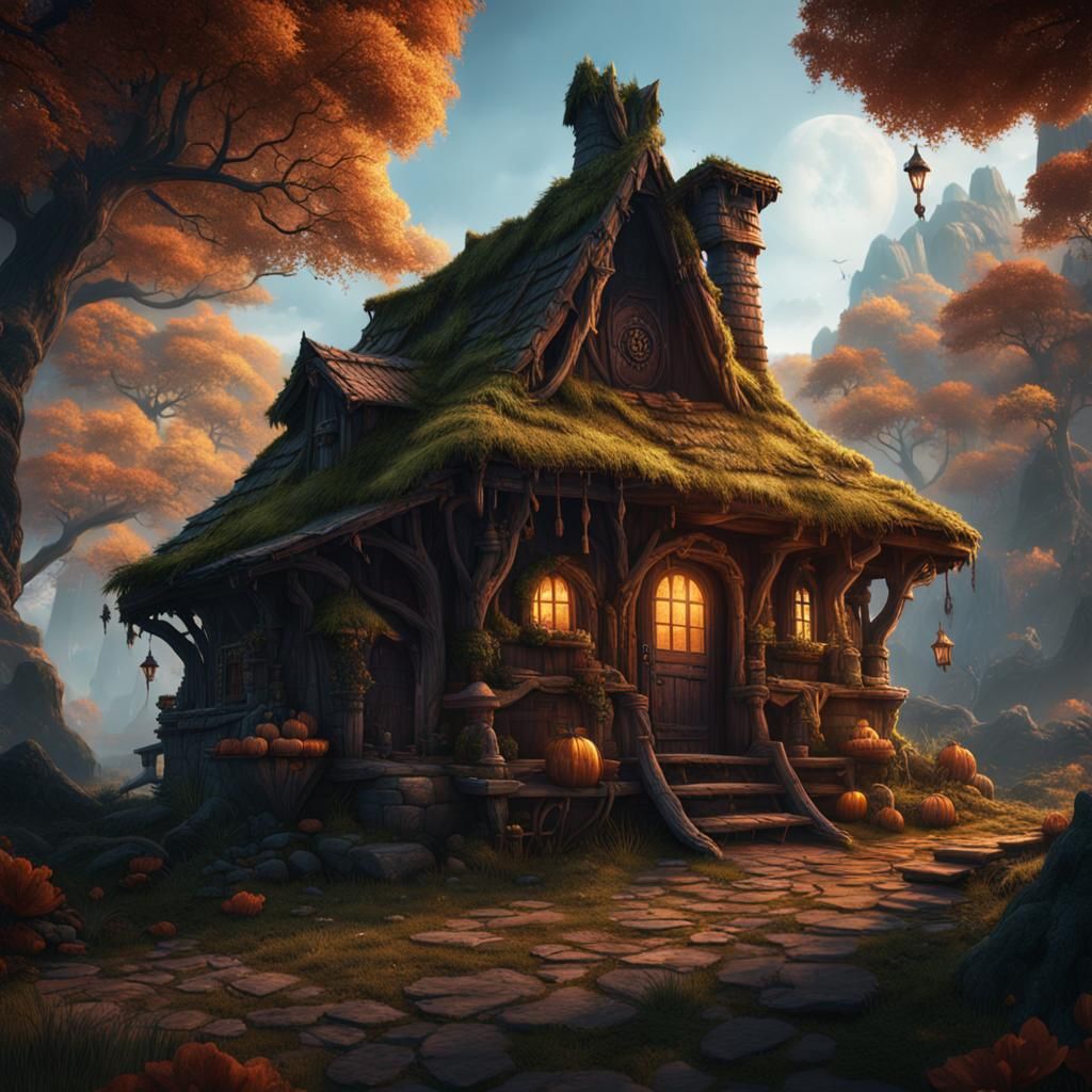 Fantastical Witch's Hut in Detailed Matte Painting
