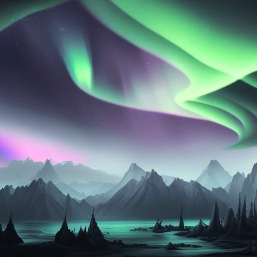 Spectacular Aurora Borealis Under a Starry Sky