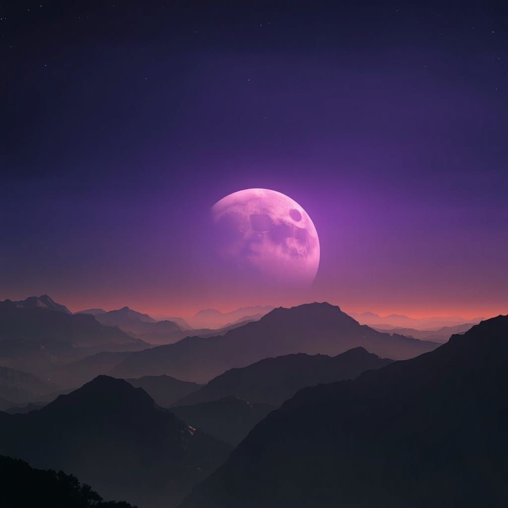 Jupiter Sinking Below Purple Alien Moon