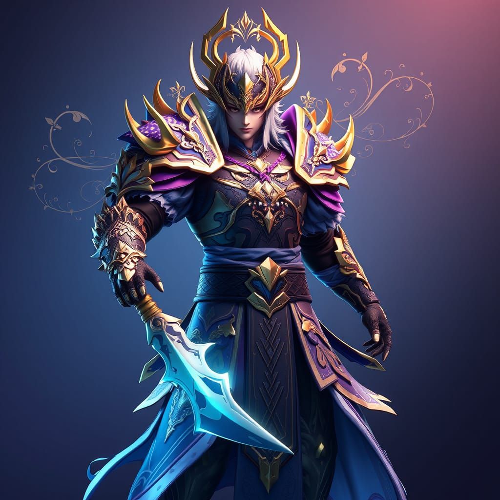 Epic Fantasy Warrior in 3D Anime Art Style
