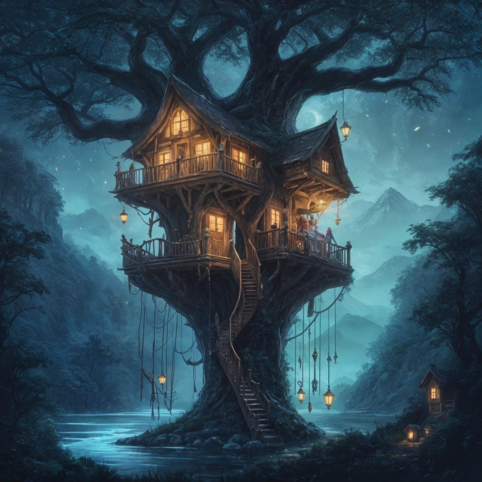 Enchanted Treehouse at Twilight