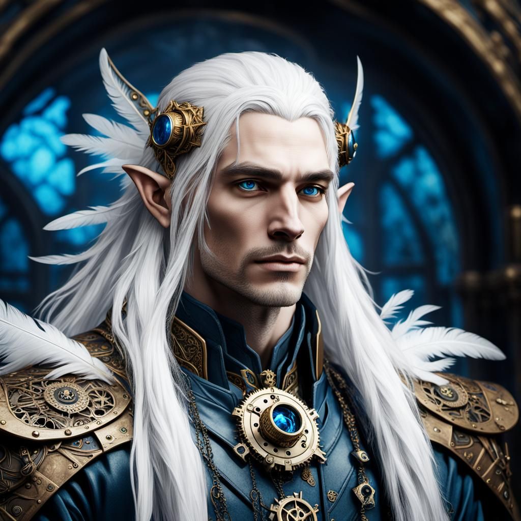 Steampunk Elf in Dark Academia Fantasy Art