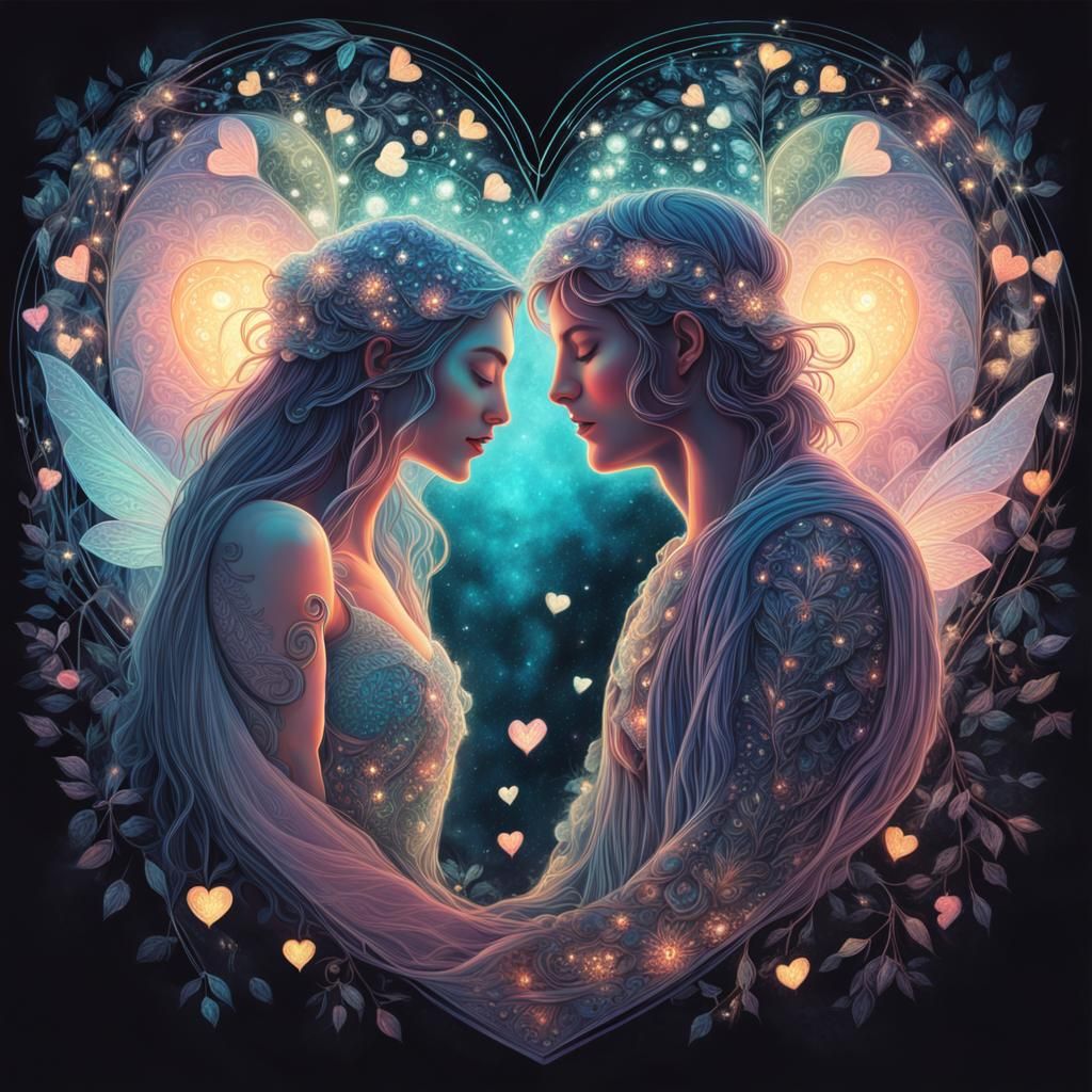 Romantic Heart Superimposed in Dark Fantasy Style