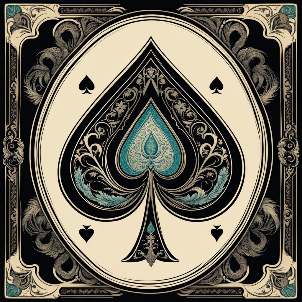 Art Nouveau Jack of Spades Playing Card