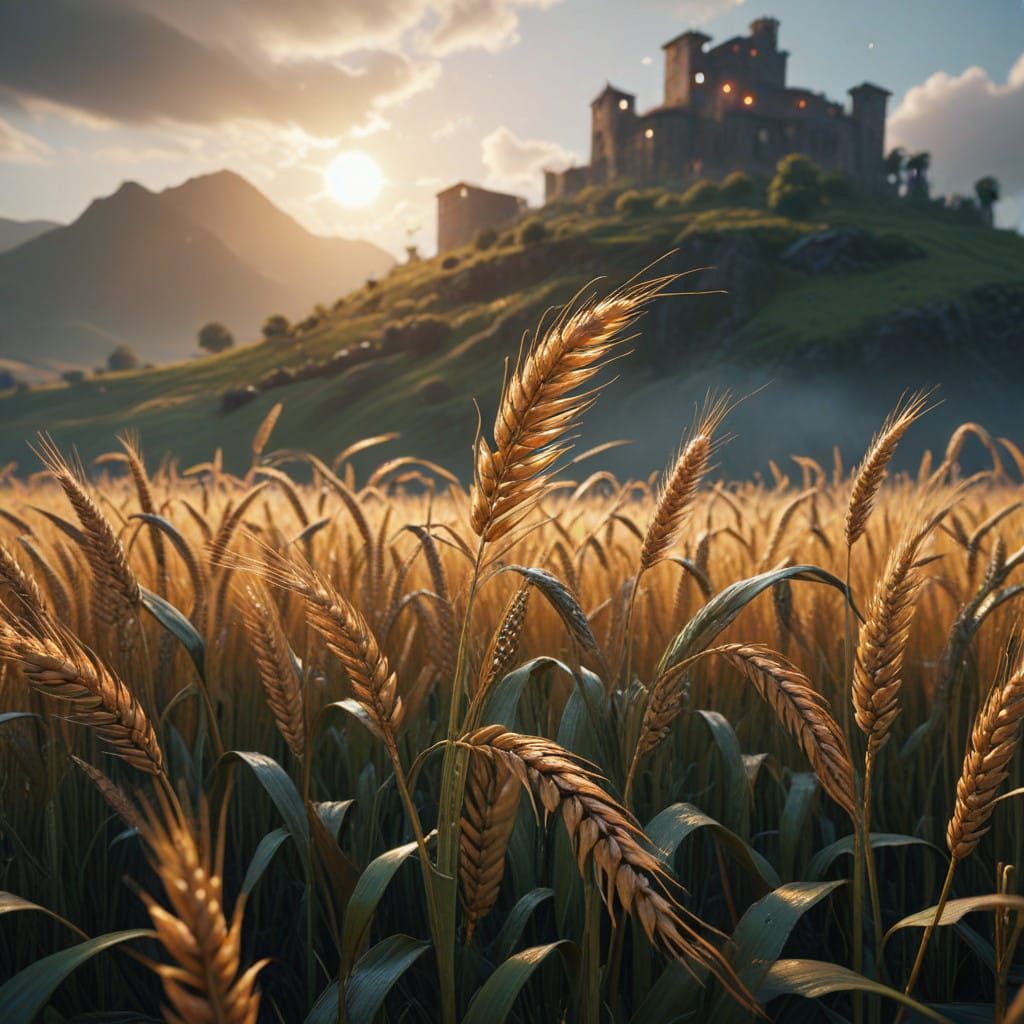 Golden Wheat Field in Luxurious Art Deco Style