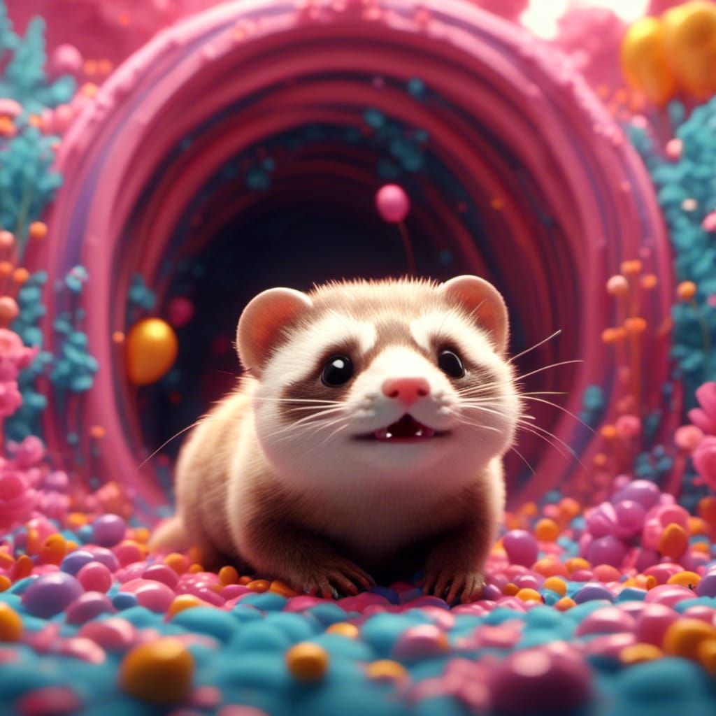 Cute Ferret in Detailed Fantasy Art