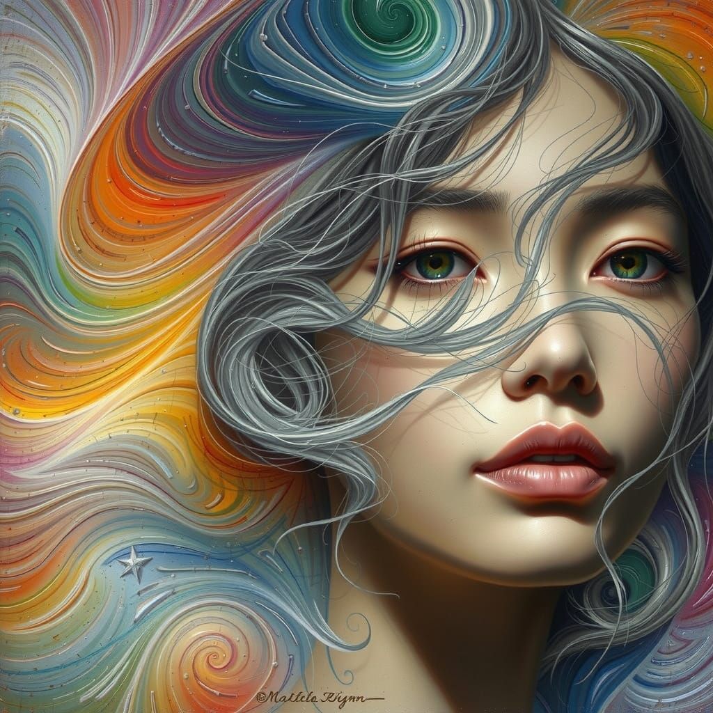 Ethereal Woman in Vibrant Color Field