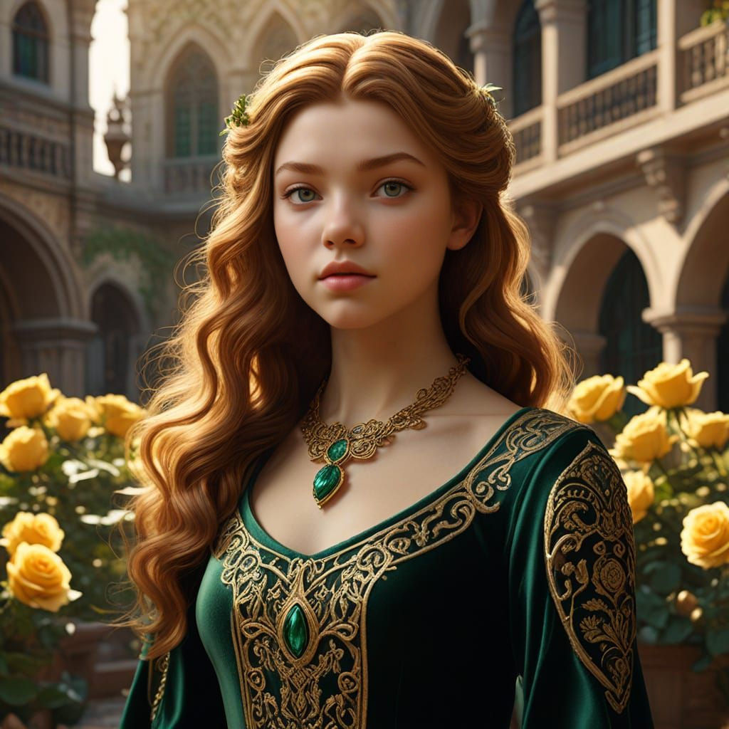 Margaery Tyrell in Sun-Drenched Courtyard, Kinuko Craft Styl...