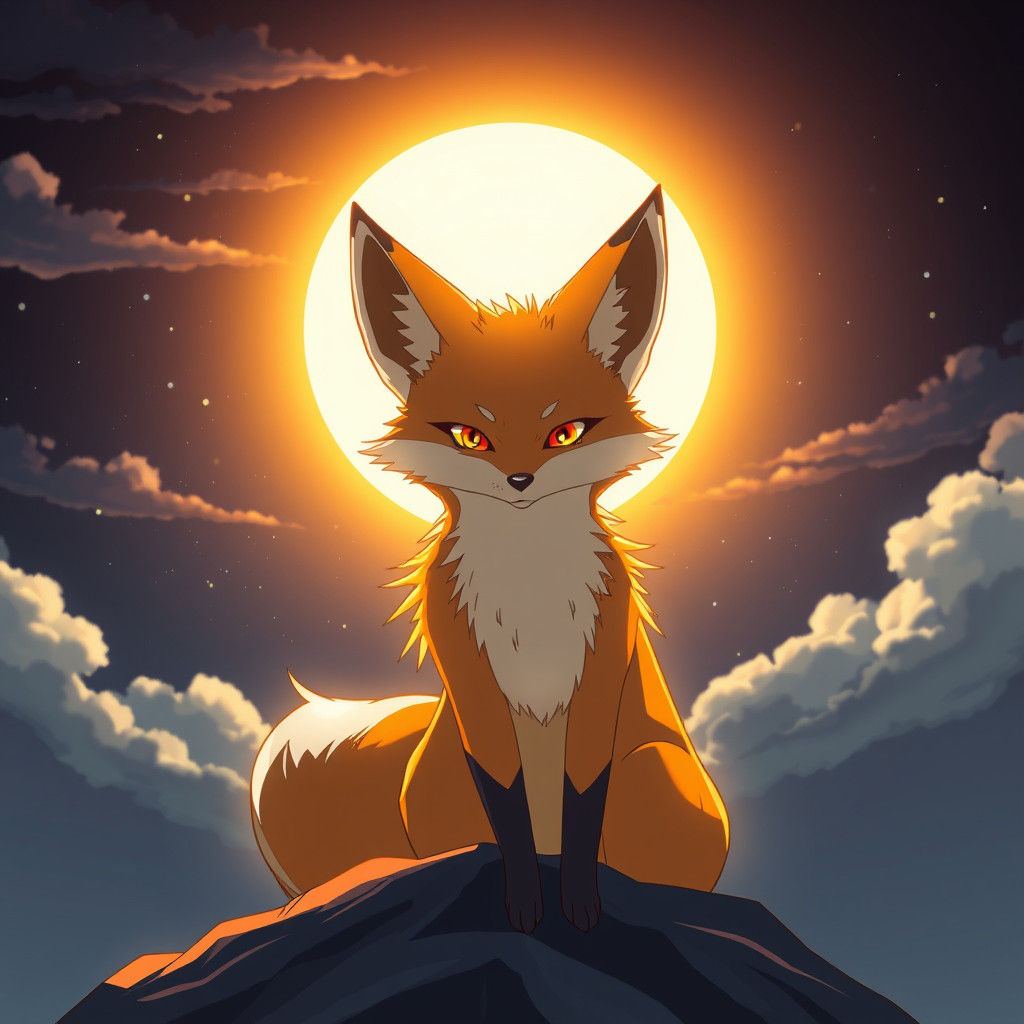 Anime Sun Fox with Deep Color, Cel-Shaded