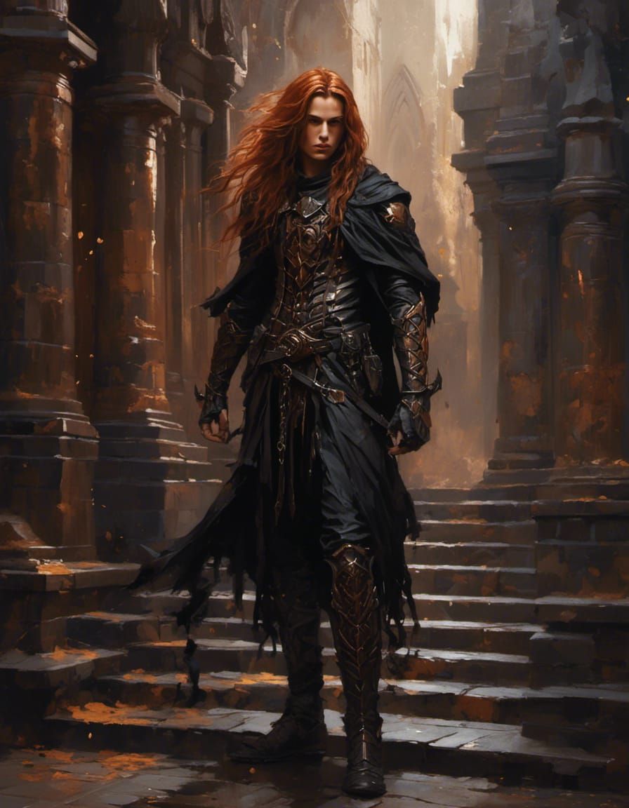 Eerie Gothic Warlock in Dark Temple