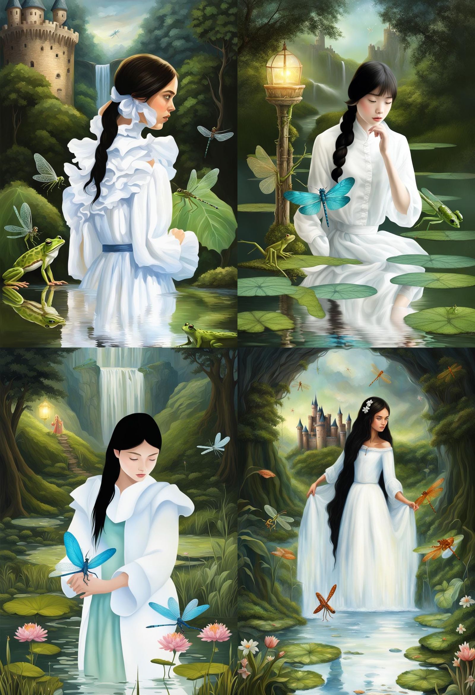 Fairytale Woman in Bog with Castle