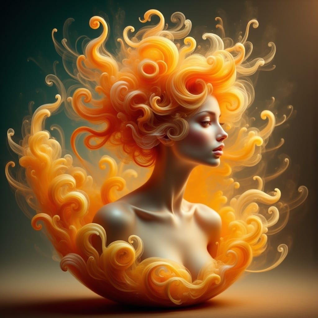 Ethereal Orange Princess Seeks Refreshment in Vibrant Dreaml...