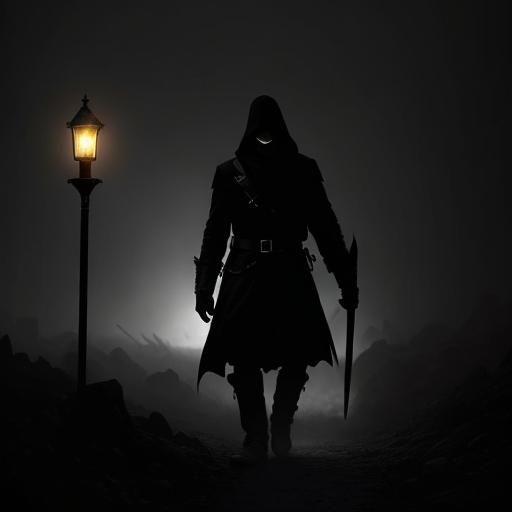 Sinister Silhouette in Foggy Darkness