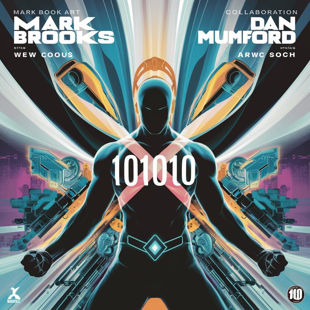 Superhero Comic Book Cover with Binary Code