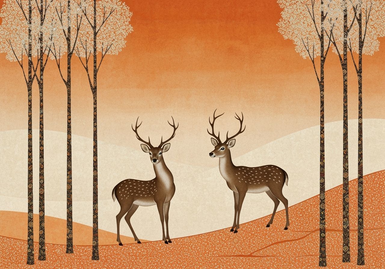 Two Deer in Serene Landscape