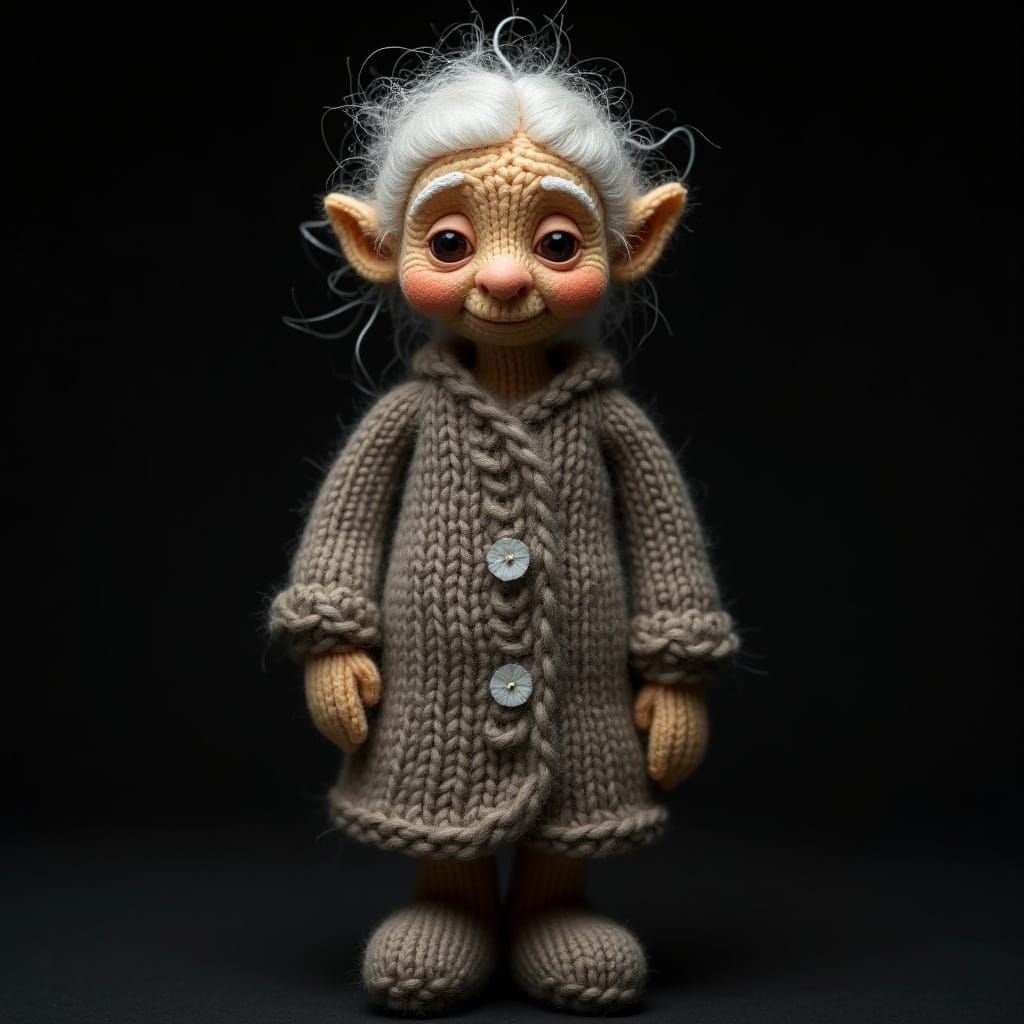 Stoic Knitted Matron in Charcoal Grey