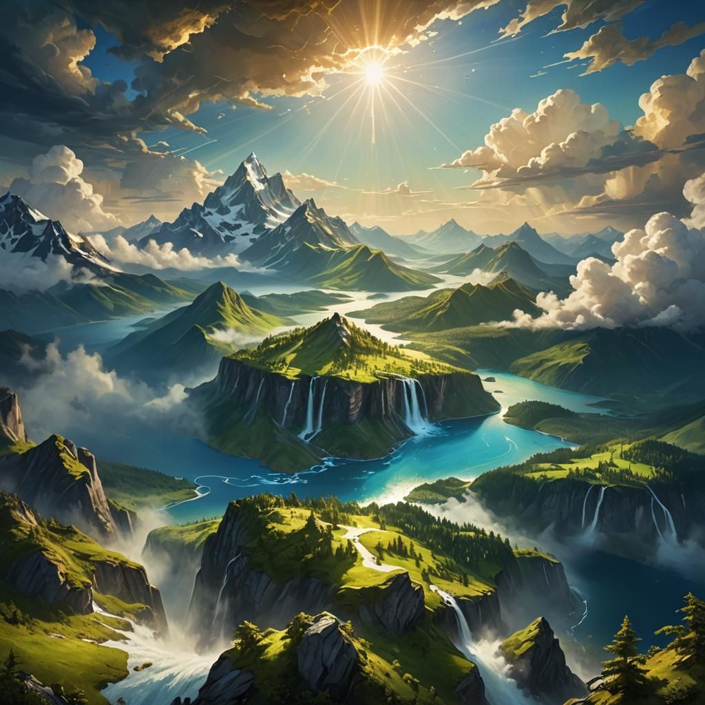 Earth From Above: A Fantastical Oil Painting