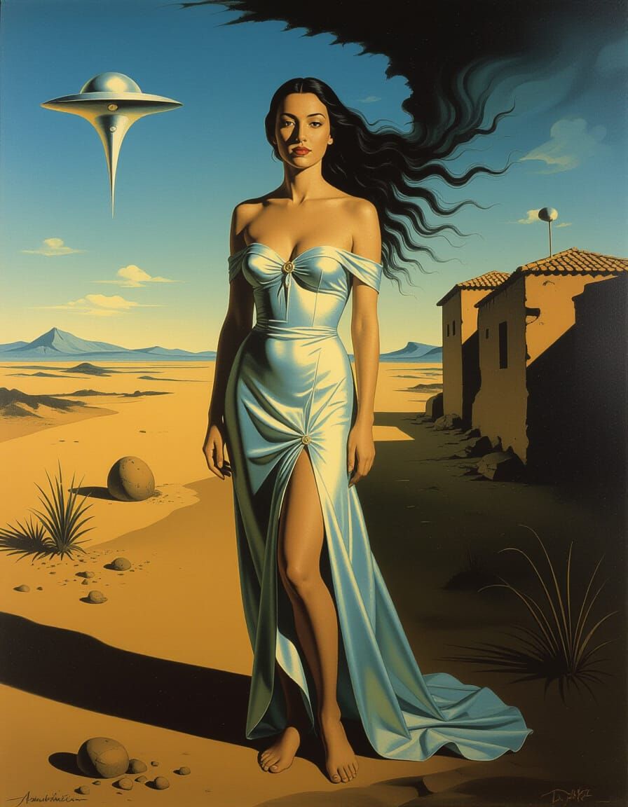 Surrealist Woman in Late Dalí Style Portrait