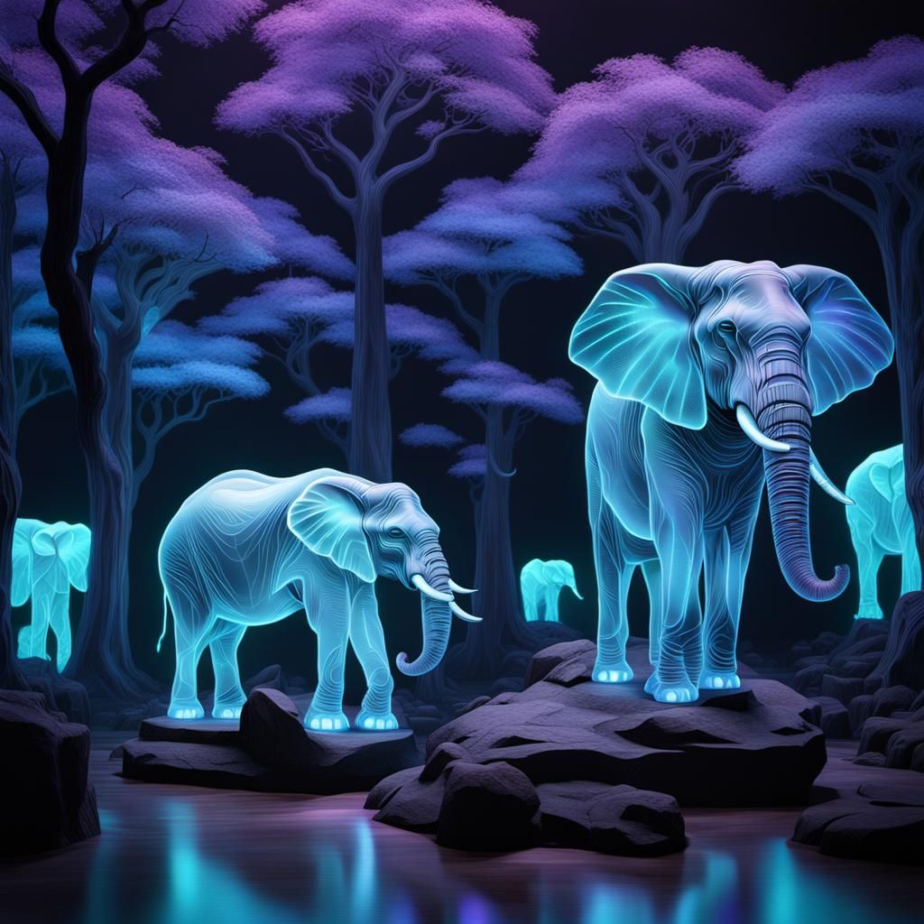 Holographic Safari With African Elephants