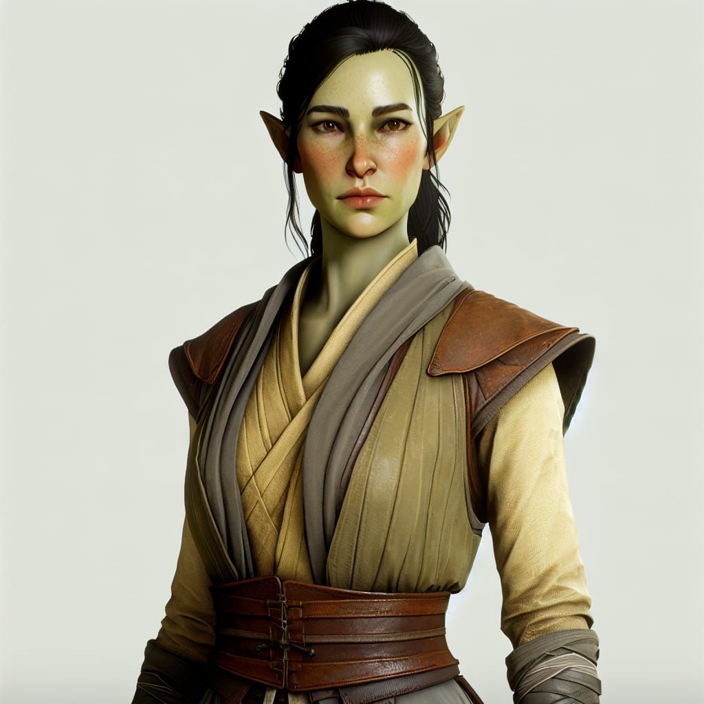 Slender Elven Woman in Combat Attire