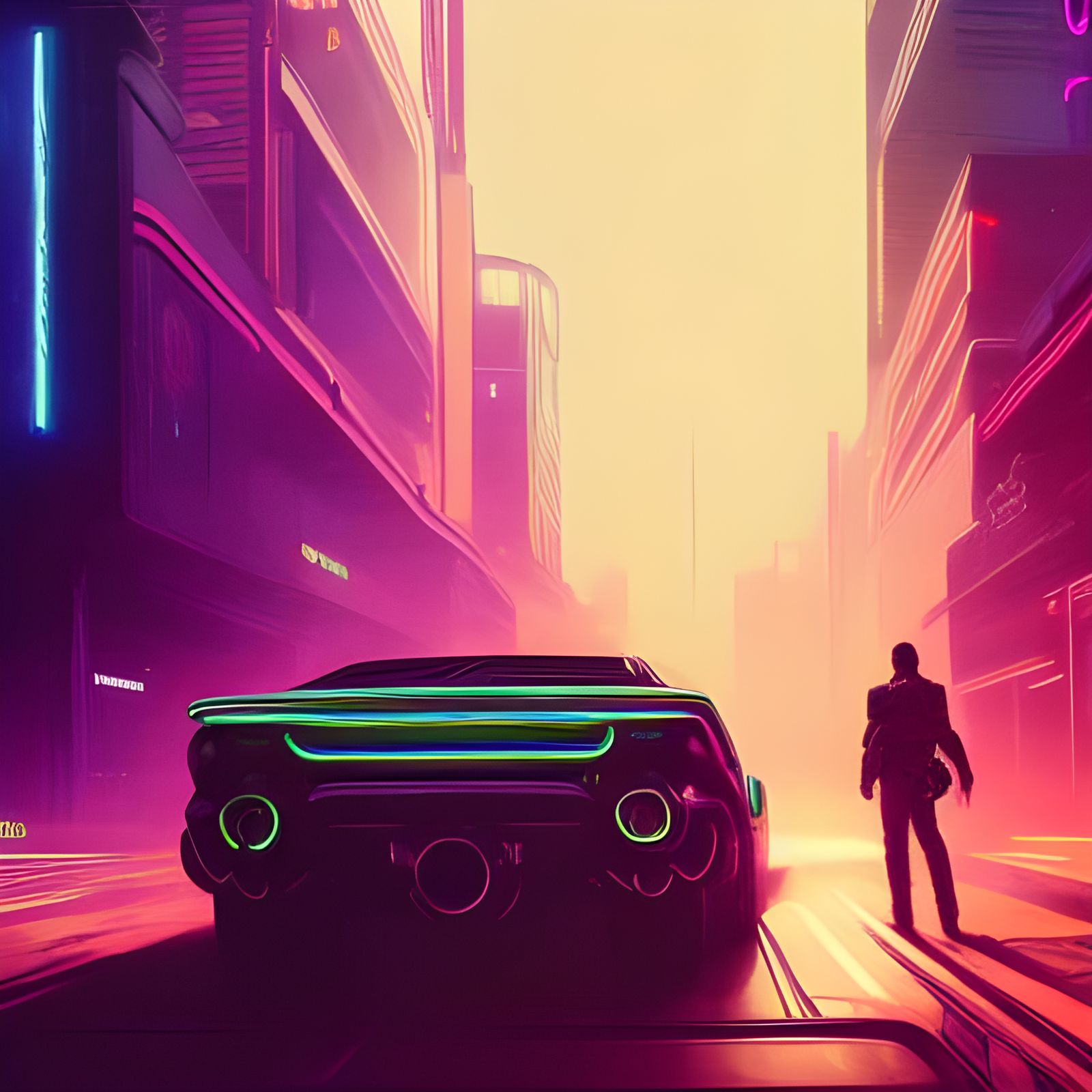Cyberpunk Cowboy in Neon Galactic Space
