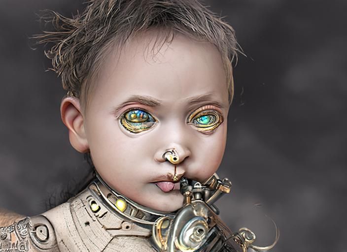 Steampunk Clockwork Baby Automaton in Victorian Style