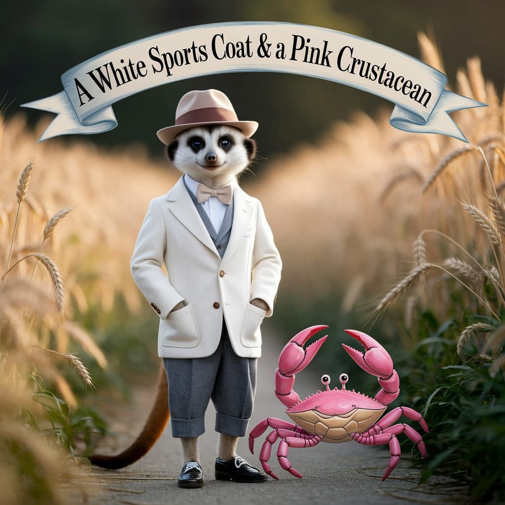 Meerkat and Crab in Wheat Field, Norman Rockwell Style