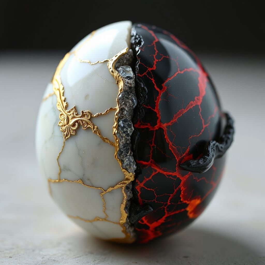 Symmetrical Easter Egg Divided by Light and Shadow