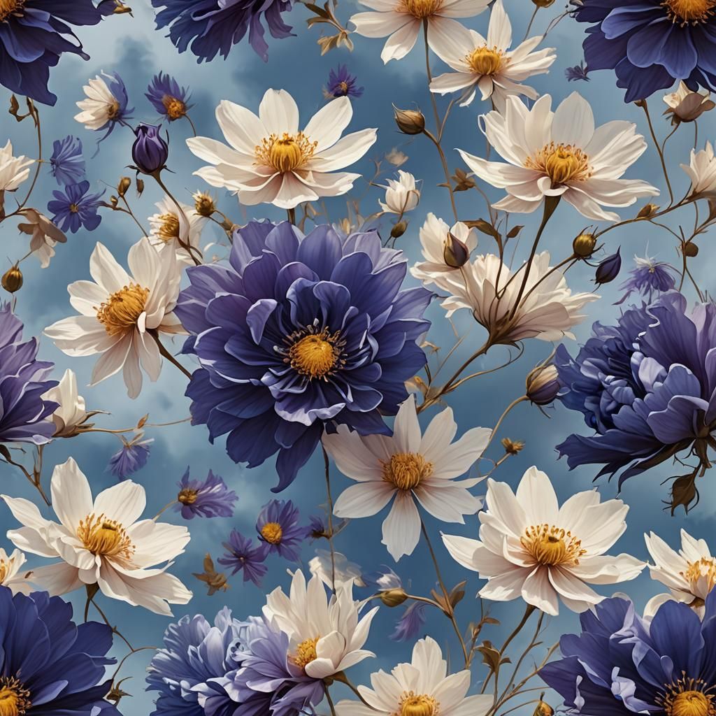 Ethereal Bloom Suspended in Celestial Clouds