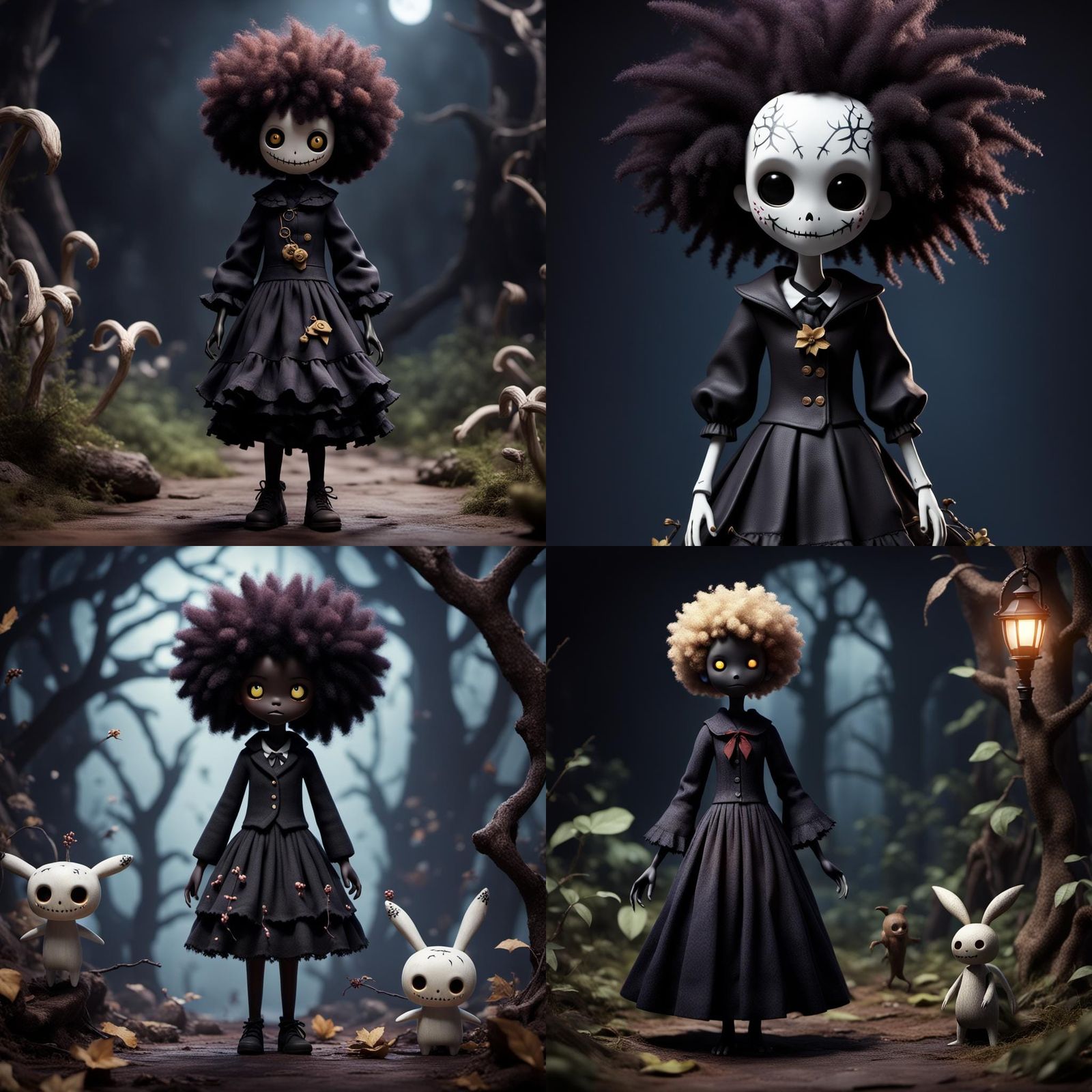 Black Female Slender Man Mimikyu Porcelain Doll