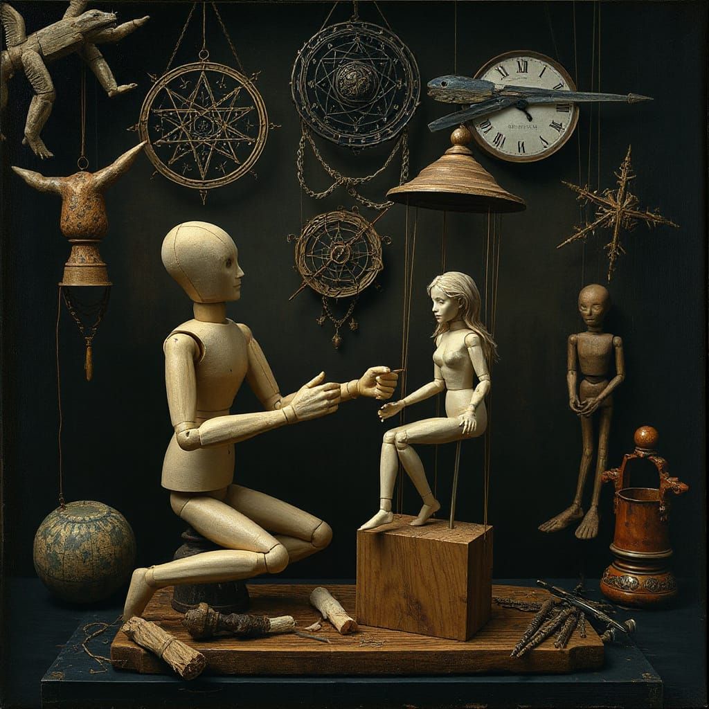 Eerie Puppet Maker in Renaissance Style