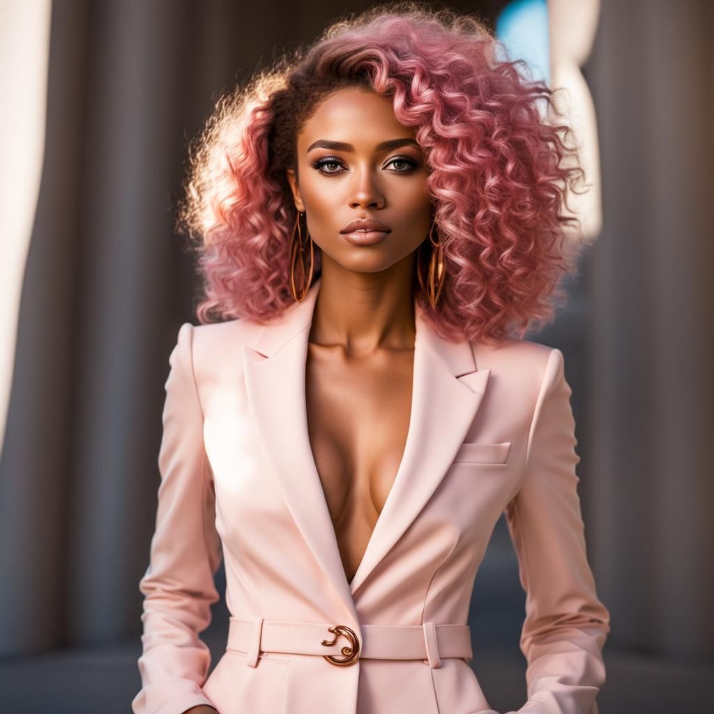 Woman with Pink Hair in Academic Art Style