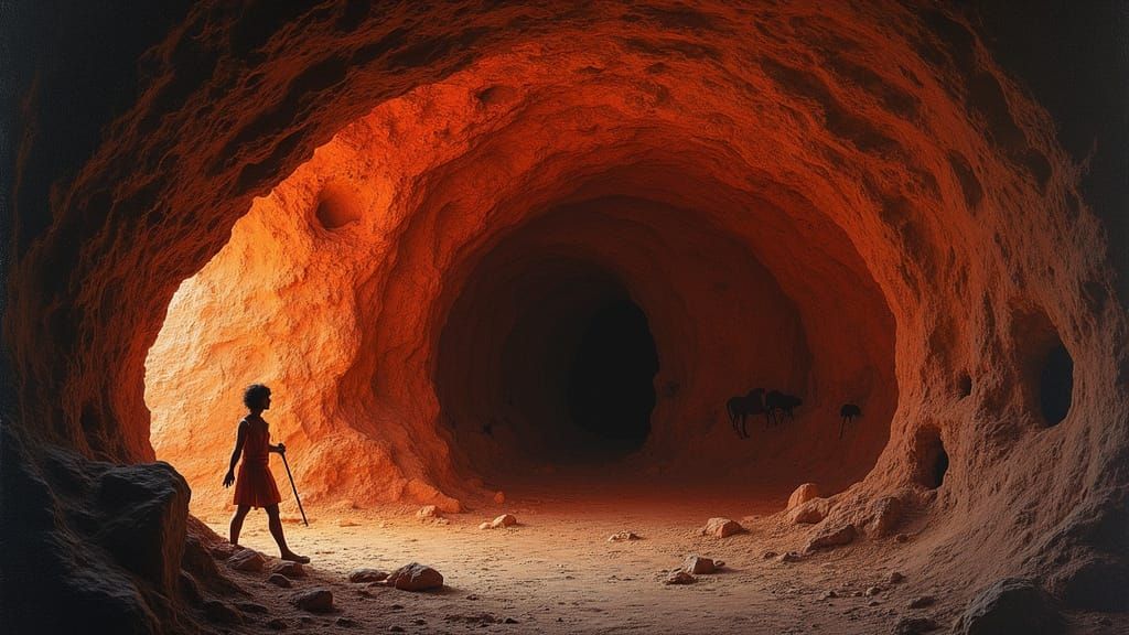 Primitive Cave Art in Earthy Tones