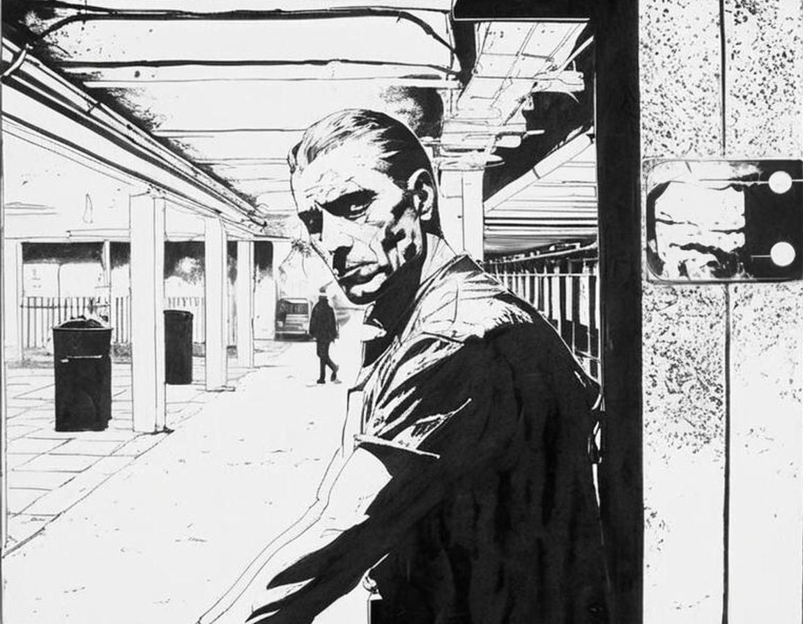 Highway Bus in Beksiński-Inspired Surreal Landscape