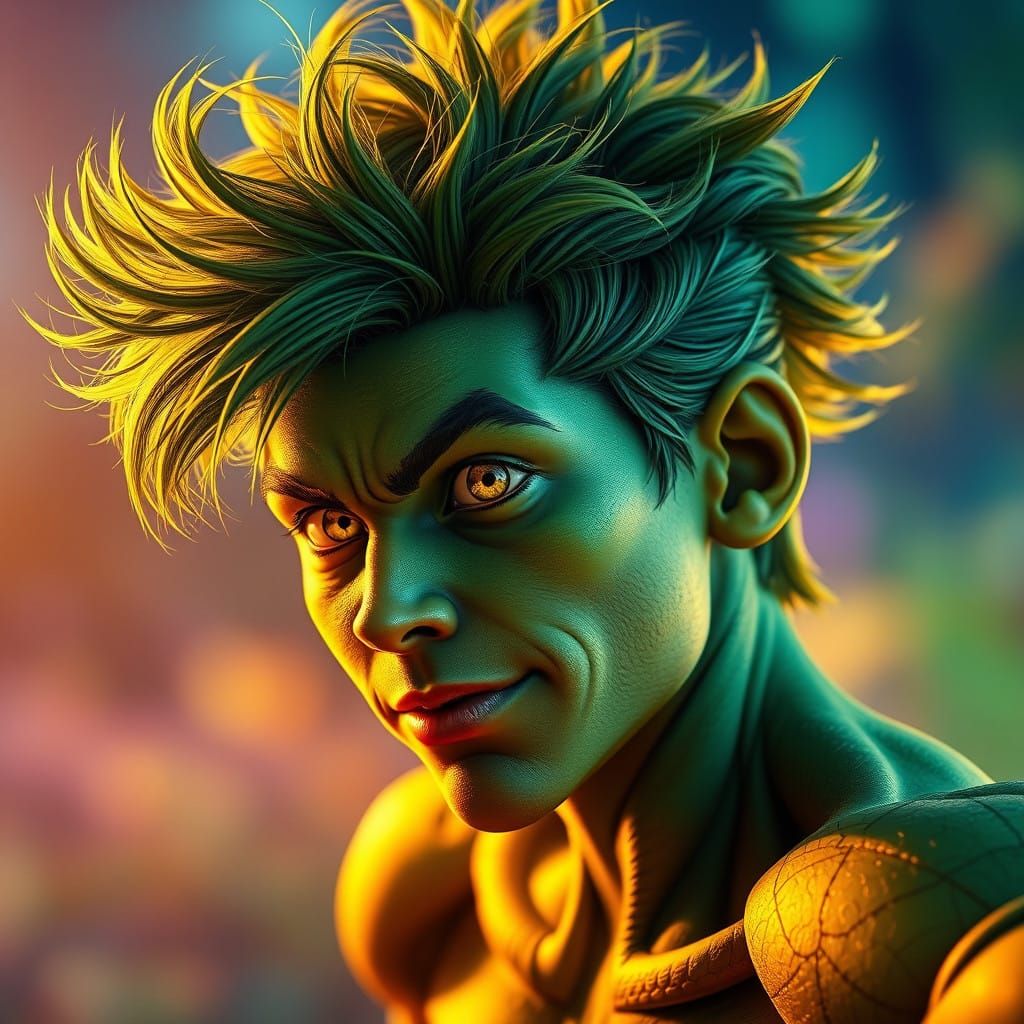 Vibrant Beast Boy in a Tropical Jungle Landscape