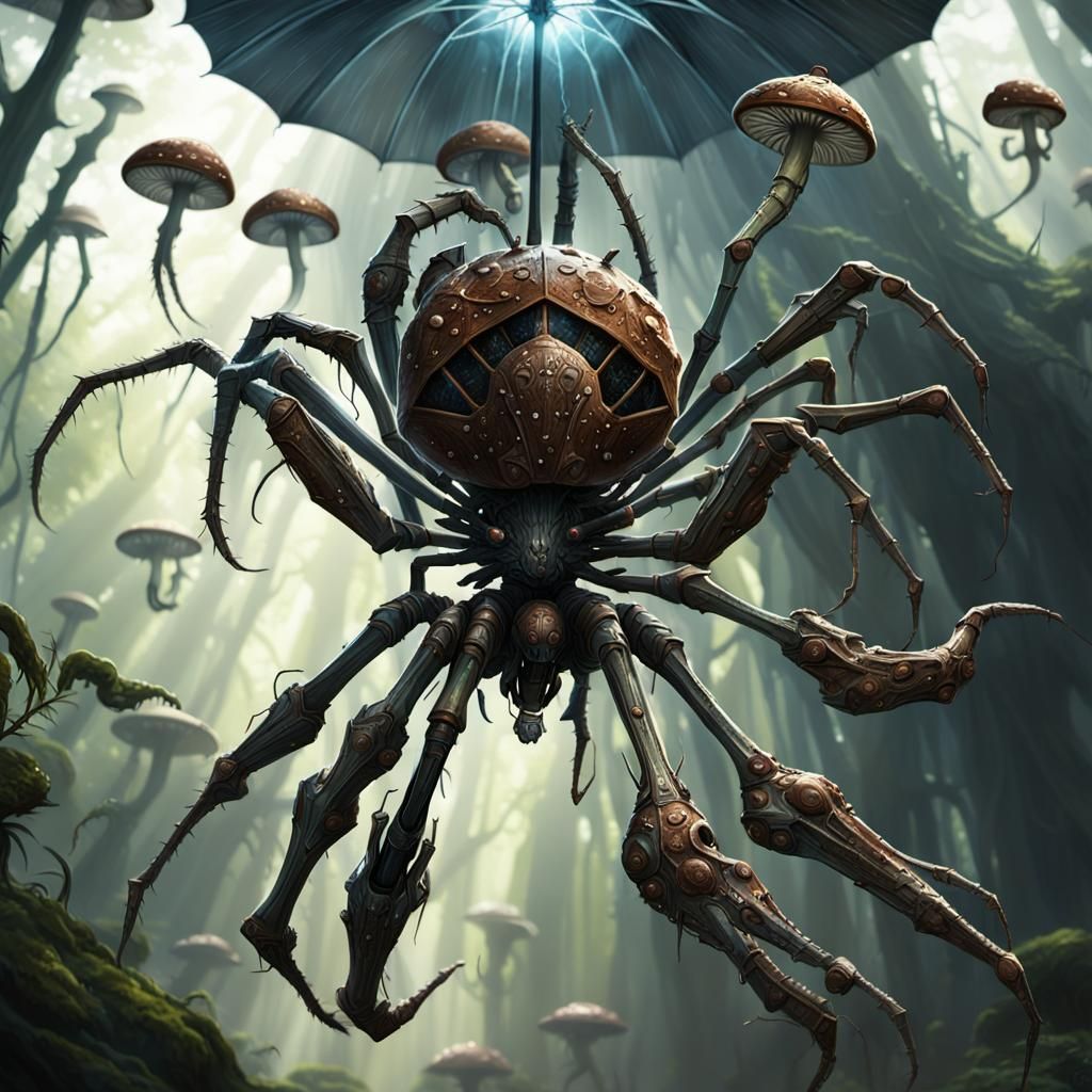Alien Spider Attack on Space Marines in Dark Fantasy Style