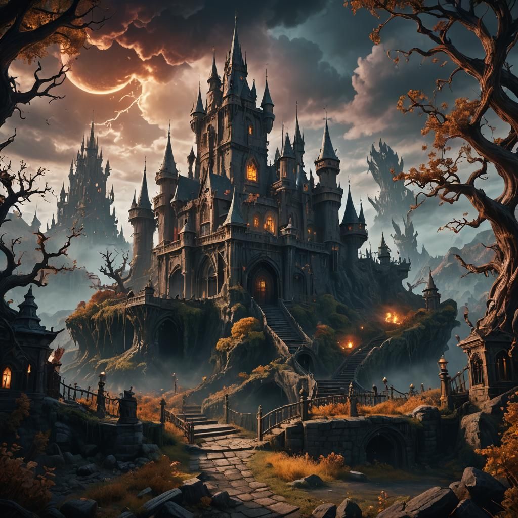 Fantastical Dark Castle Concept Art