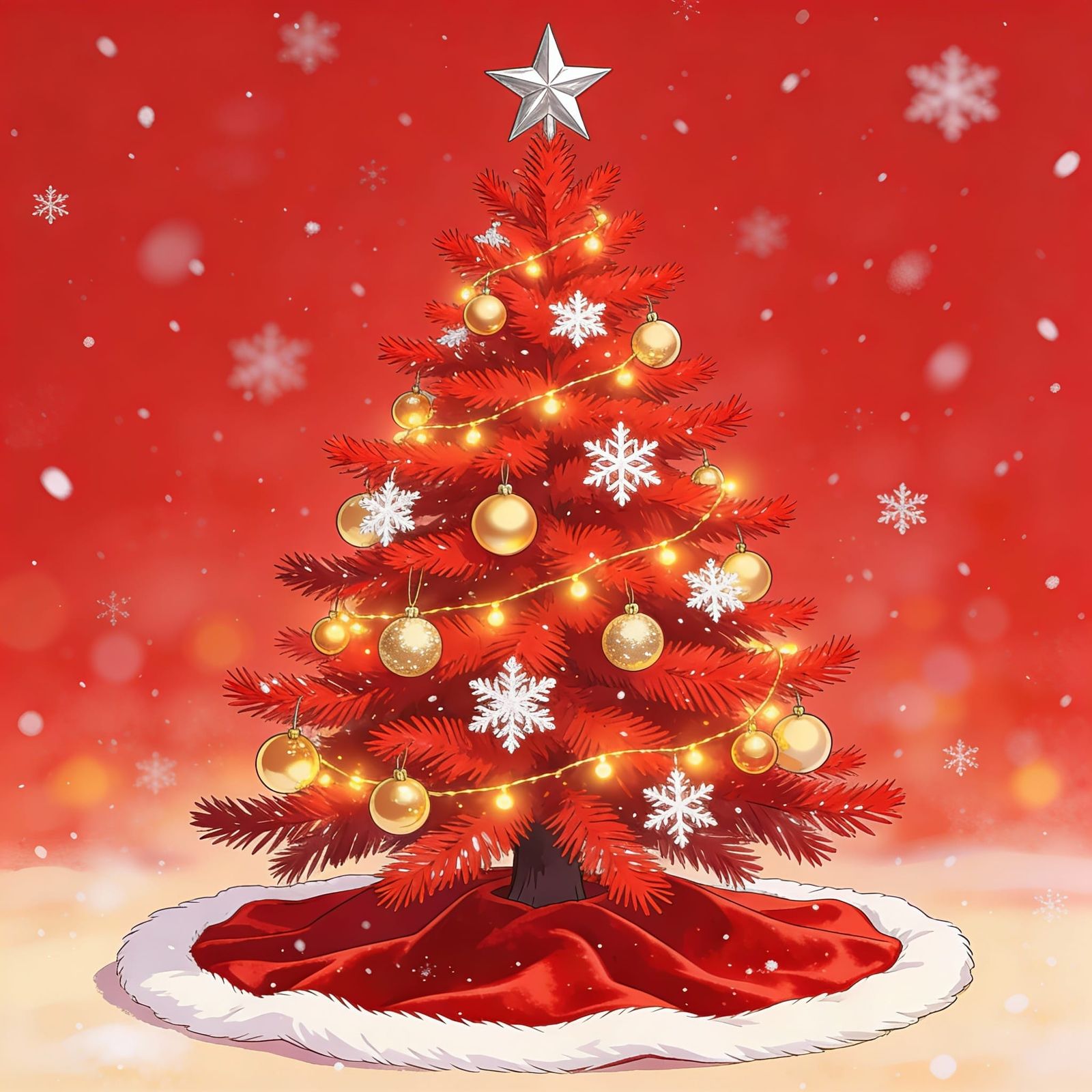 Vibrant Scarlet Christmas Tree