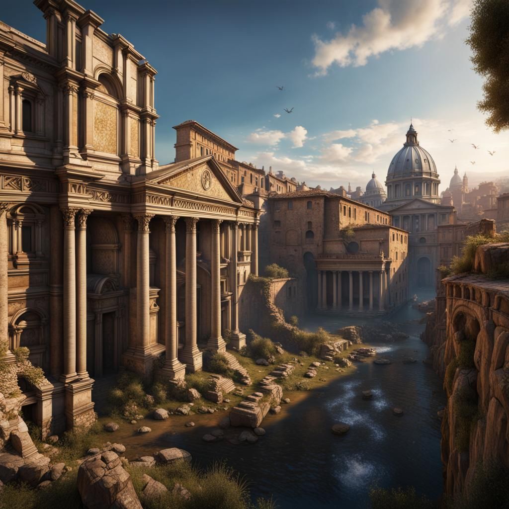 Fantastical Detailed Matte Painting of Rome in 8k