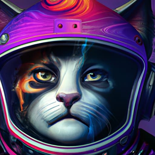 Detailed Cat Astronaut Portrait in Space Art Style