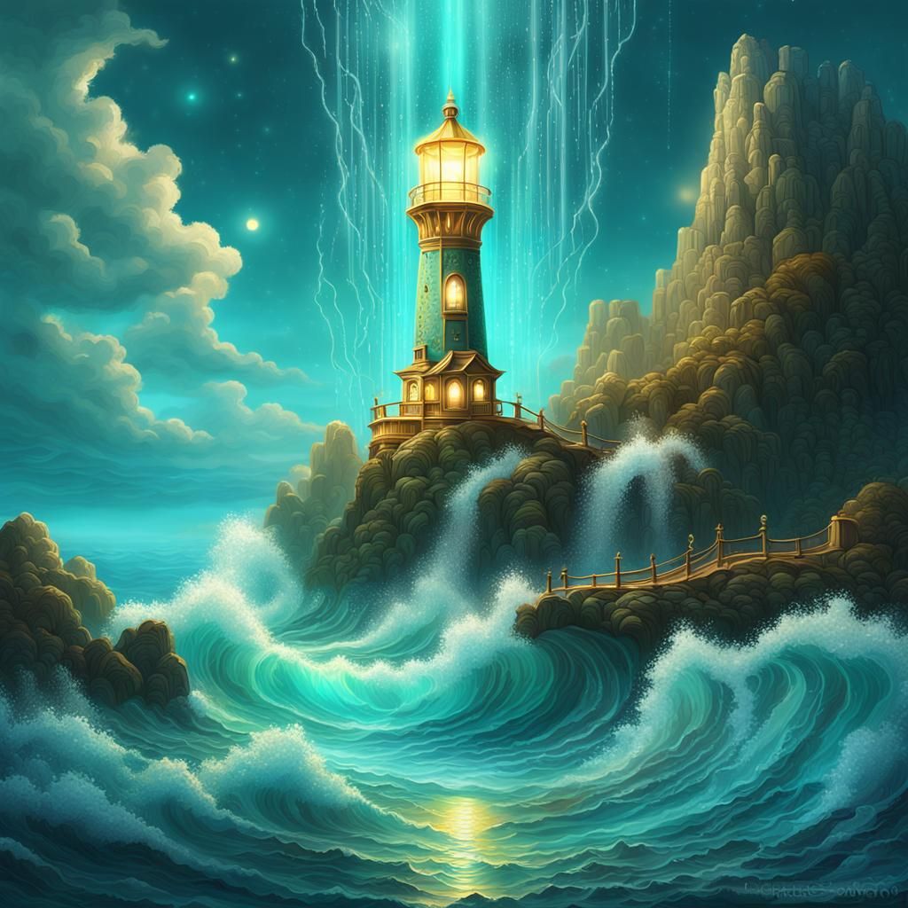 Crystal Lighthouse Fantasy Sea Getaway in Ethereal Style