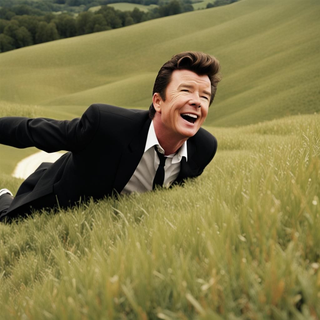Rick Astley Rolling Down a Hill