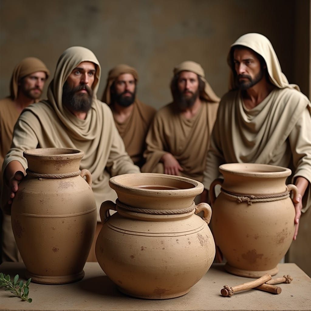 Jesus and Disciples at Wedding in Cana, Ceramic Wine Cups