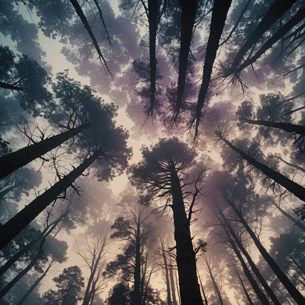 Twilight Forest with Golden Light, Cinematic Film Still
